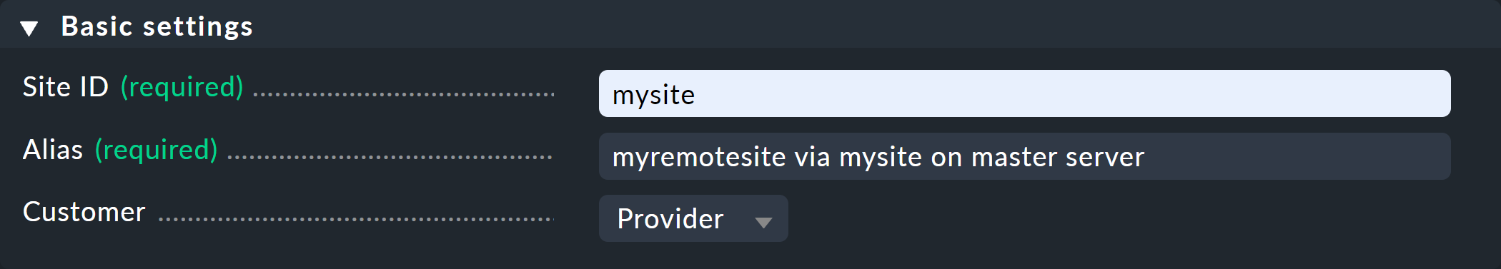Site ID in the connection settings.