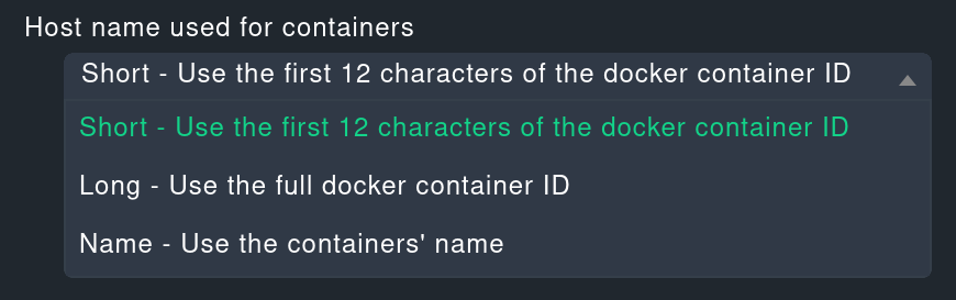 Regel zur Auswahl der Host-Namen der Container.