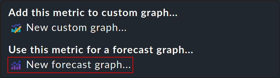 forecast graphs service metrics action menu