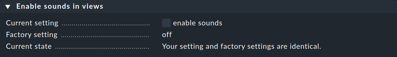 Global setting for switching on alarm sounds in views.