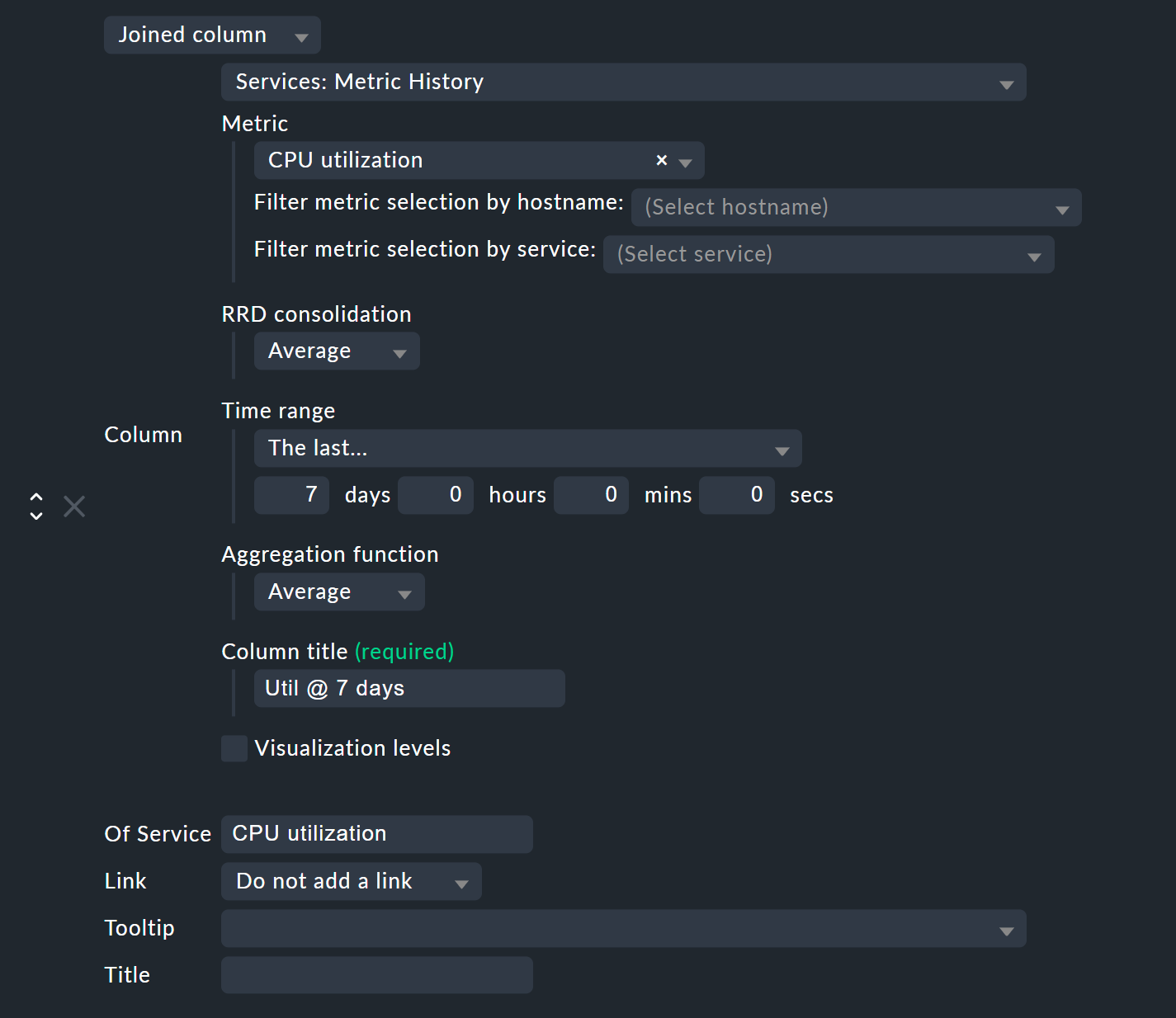 Options for adding an additional column.