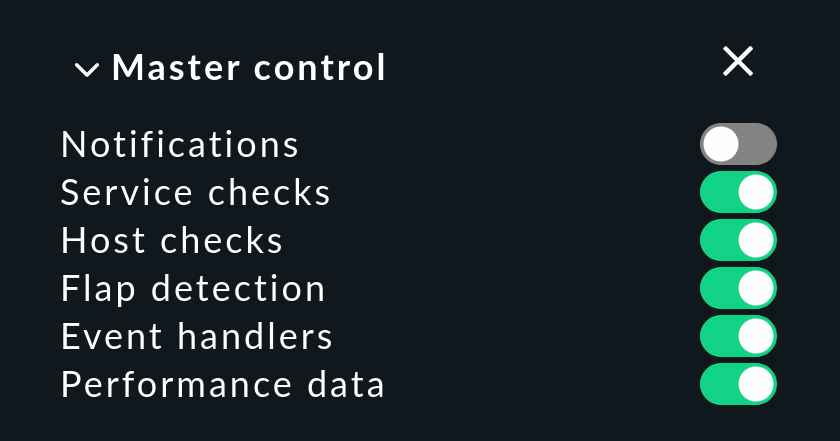 Snapin Master control von Checkmk Raw.