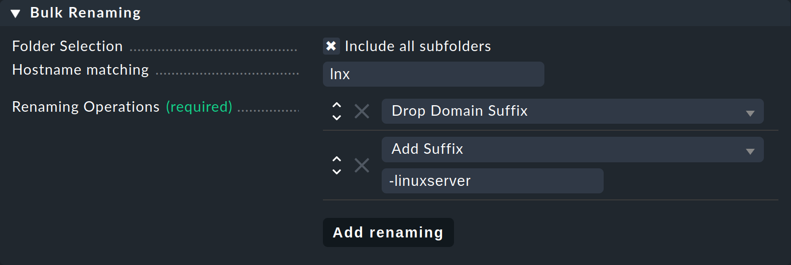 Dialog for renaming multiple hosts.