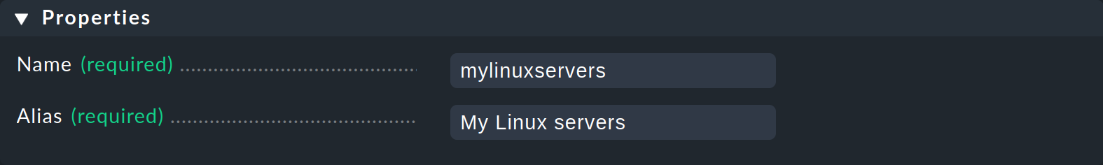 Dialog with the properties of a host group.