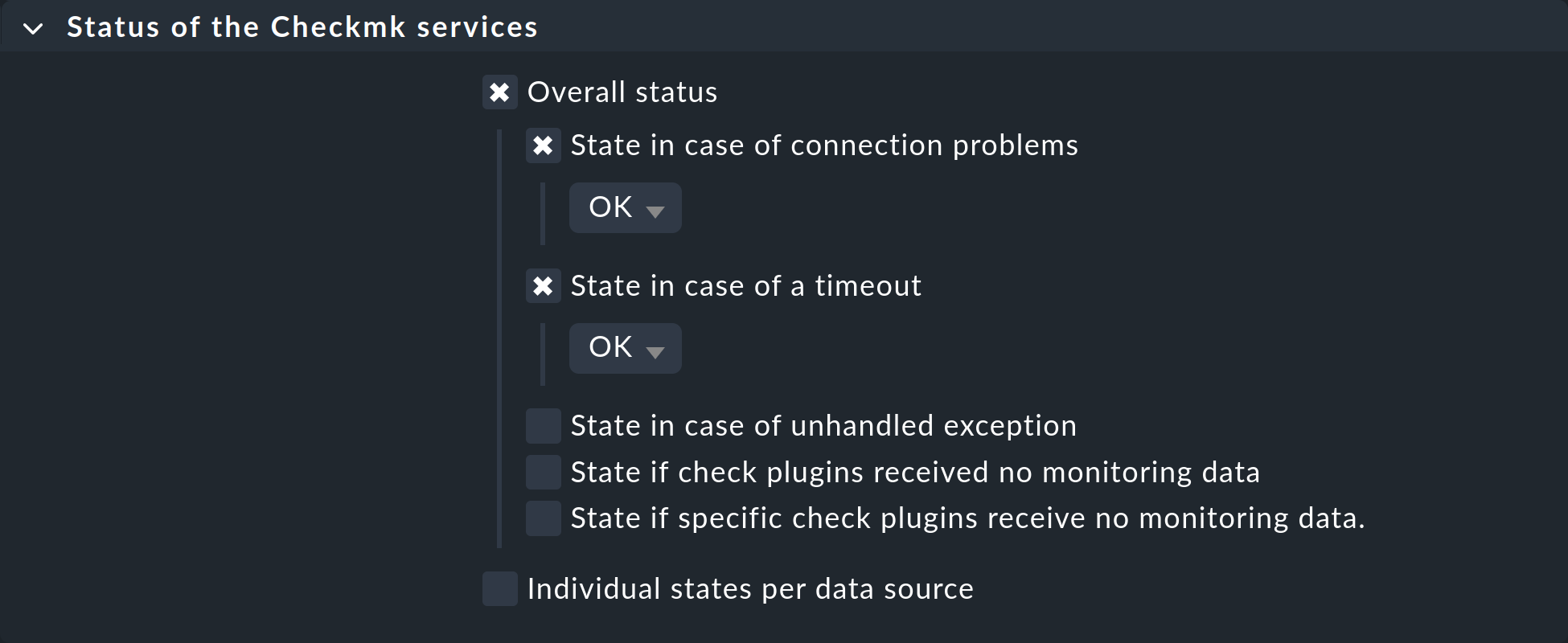 Dialog for setting the state of 'Checkmk Services' in a rule.