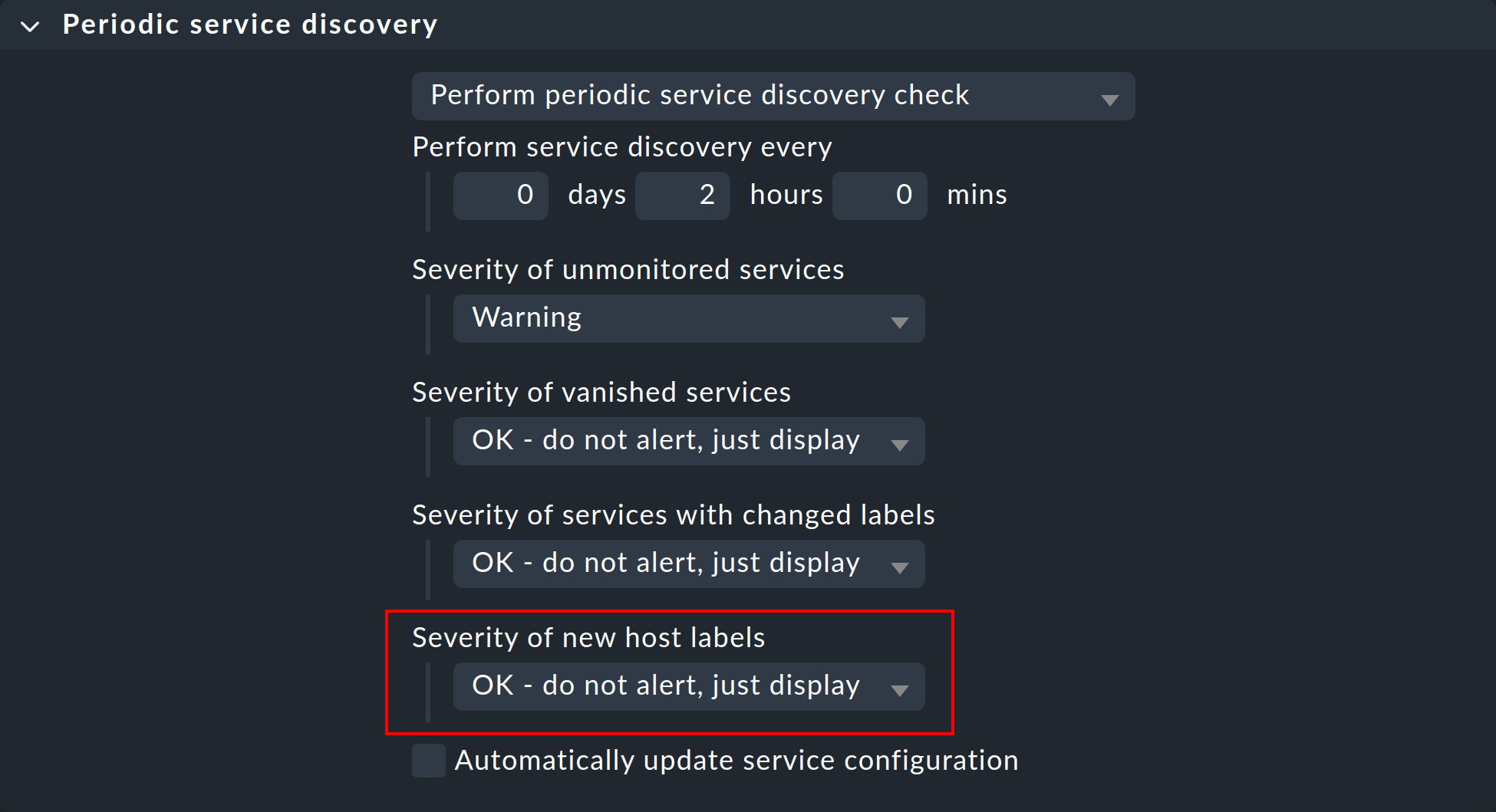 Rule for periodic service discovery.