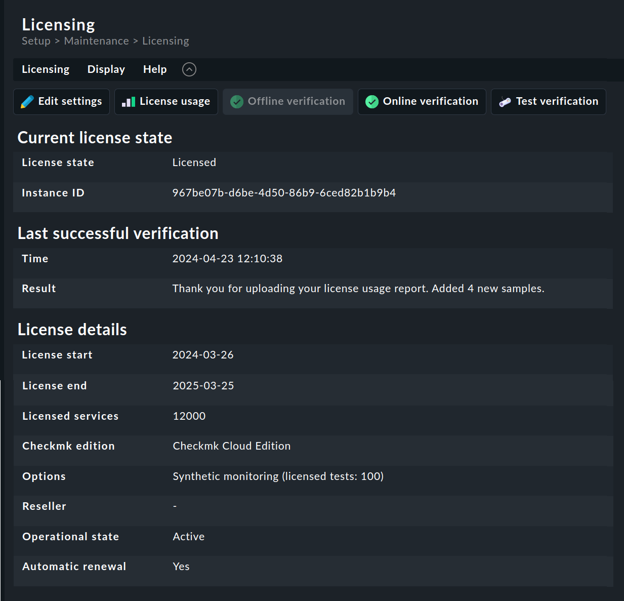 Managing licenses - collect and send license information