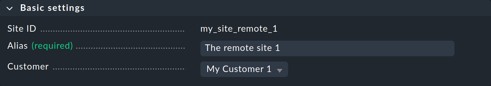 Selection of a customer when connecting a remote site.