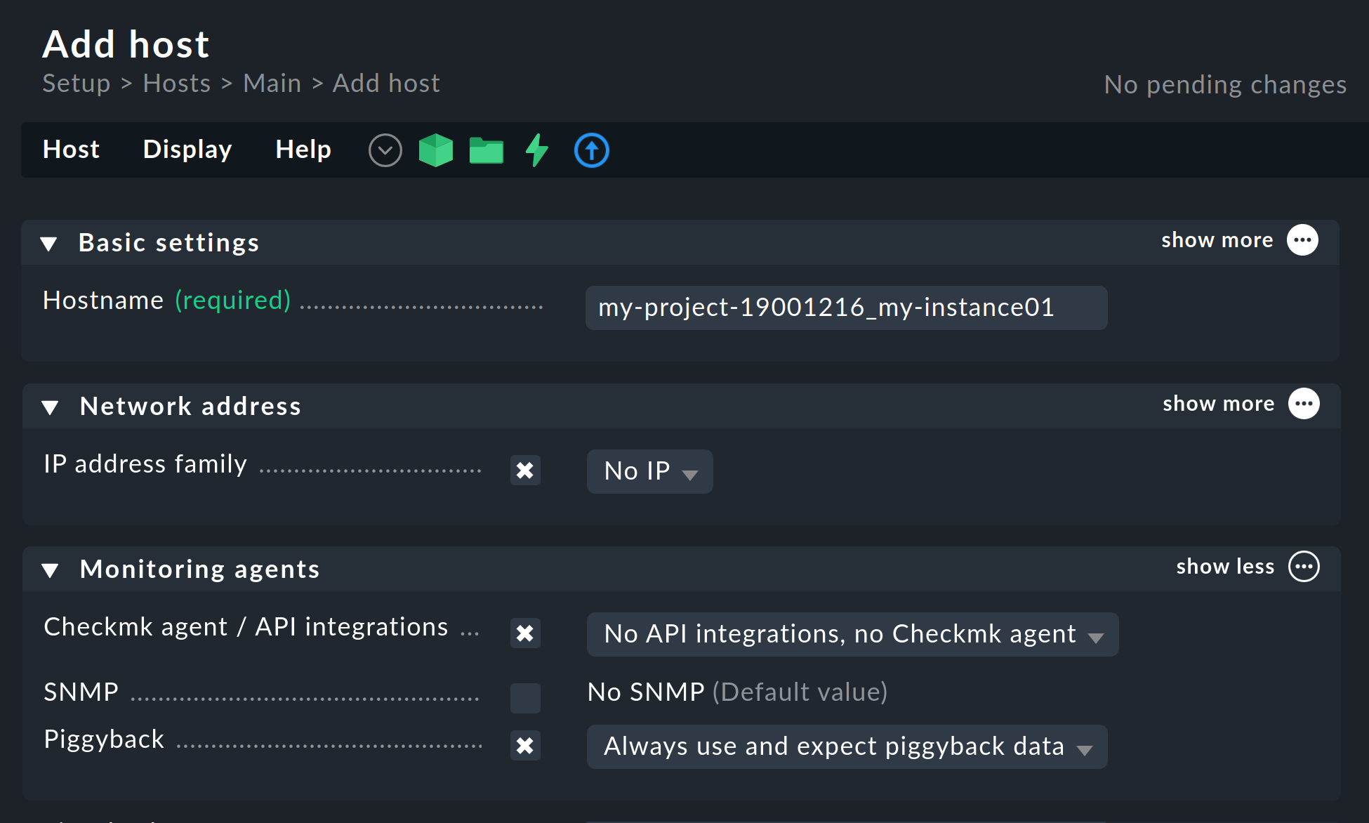 monitoring gcp add host for piggyback data