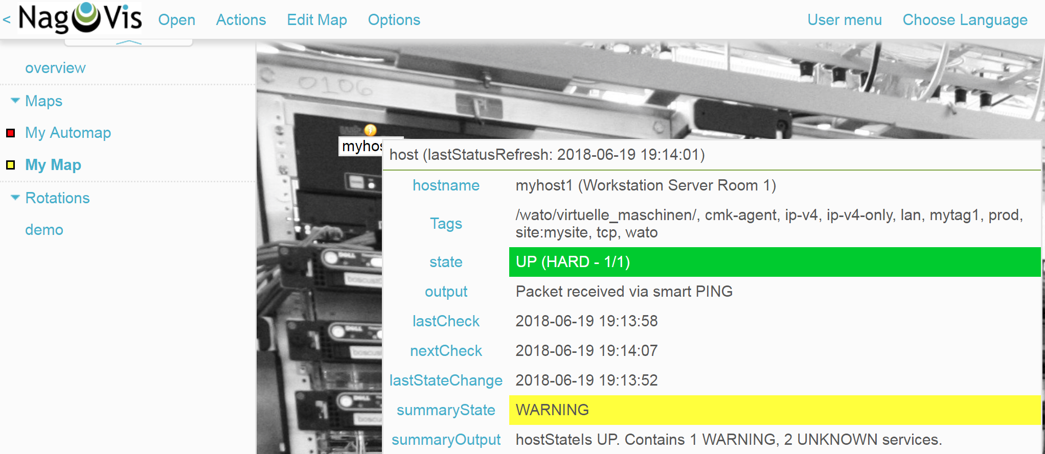 nagvis2 regularmap host hover