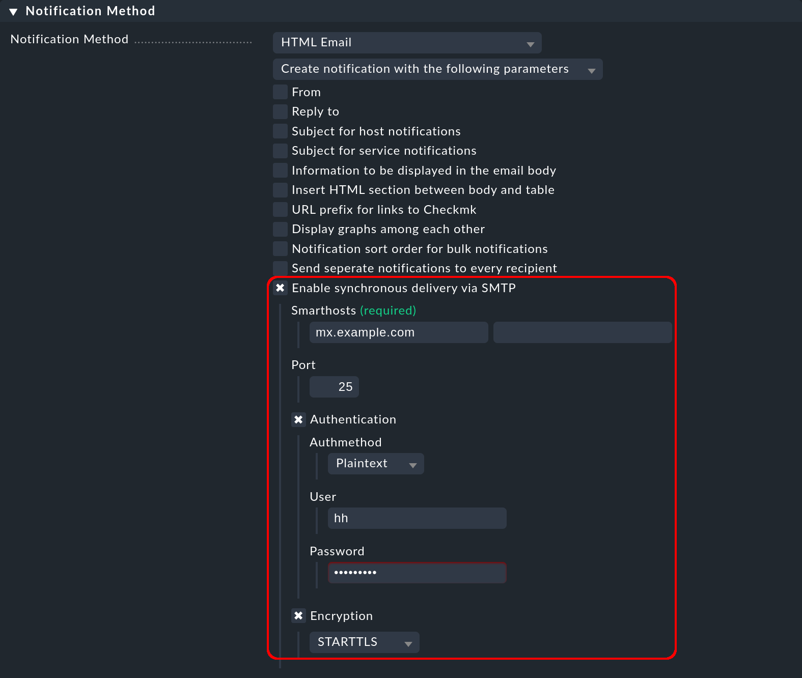 Notification rule with synchronous email delivery options.