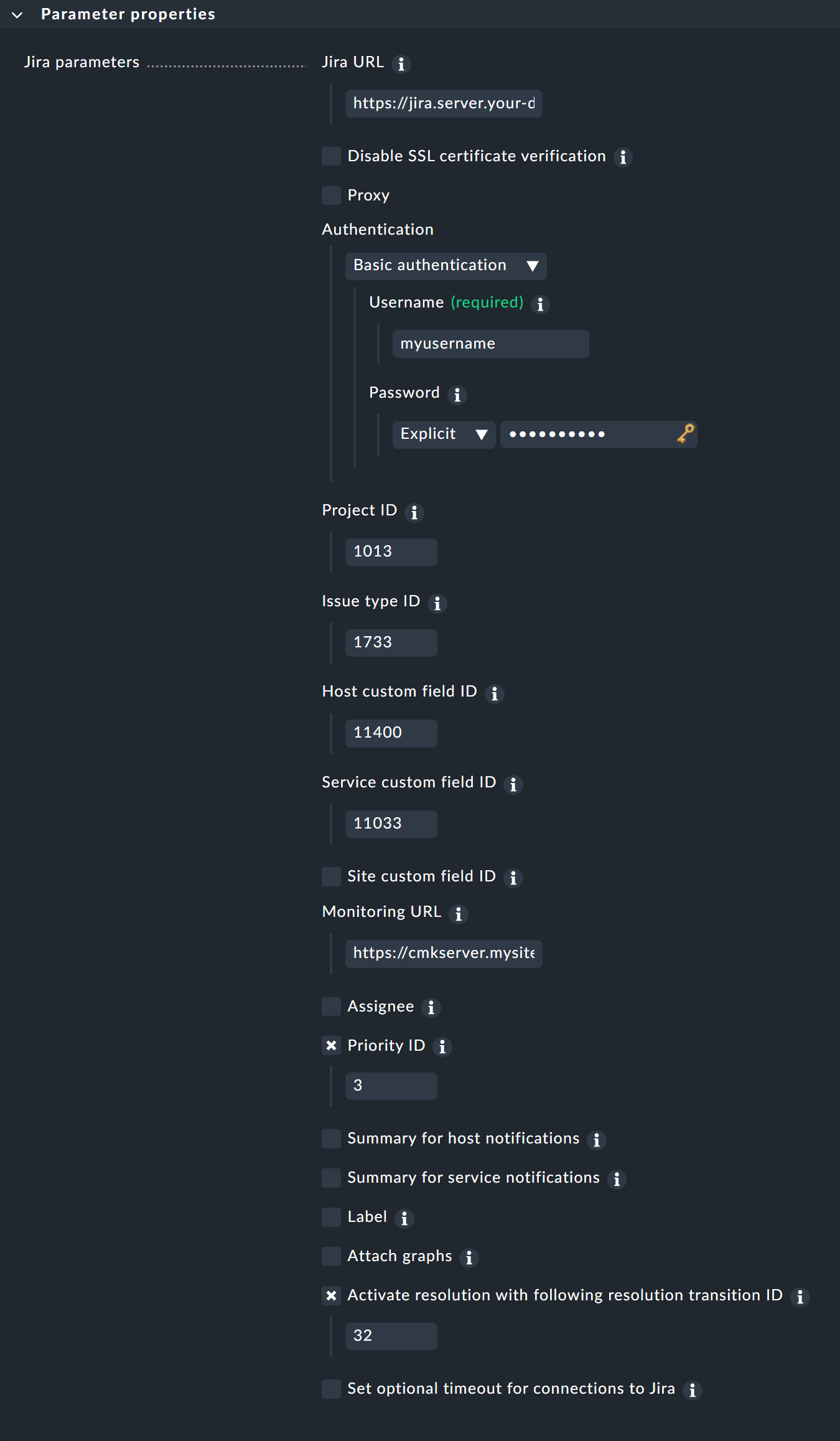 The notification method settings for Jira.