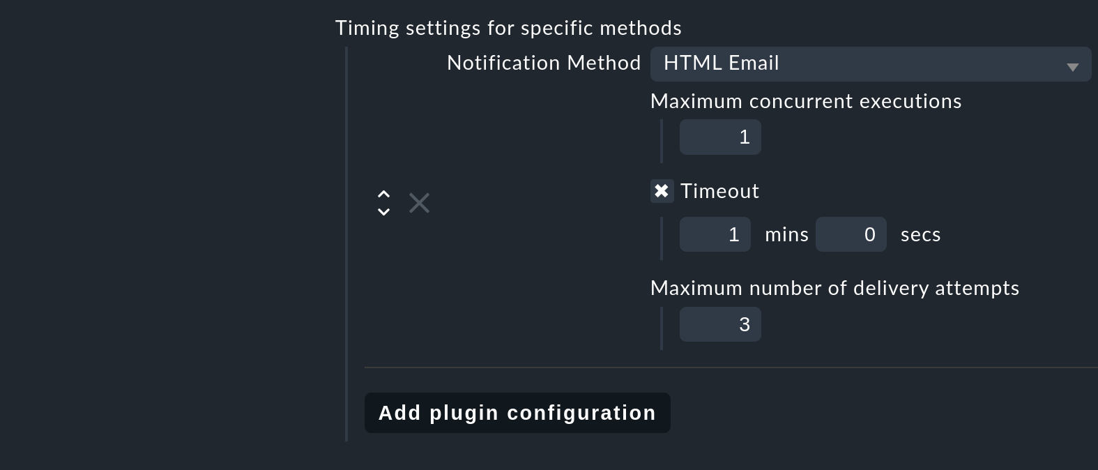 Global timer setting for a notification method.