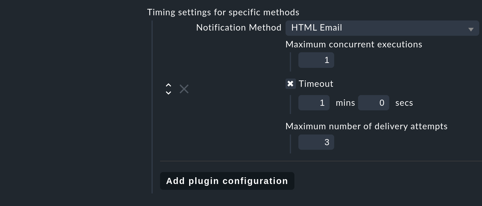 Globale Timer-Einstellung für eine Benachrichtigungsmethode.