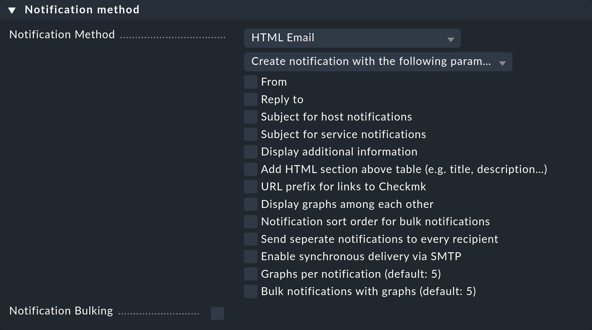 Rule with notification method options.