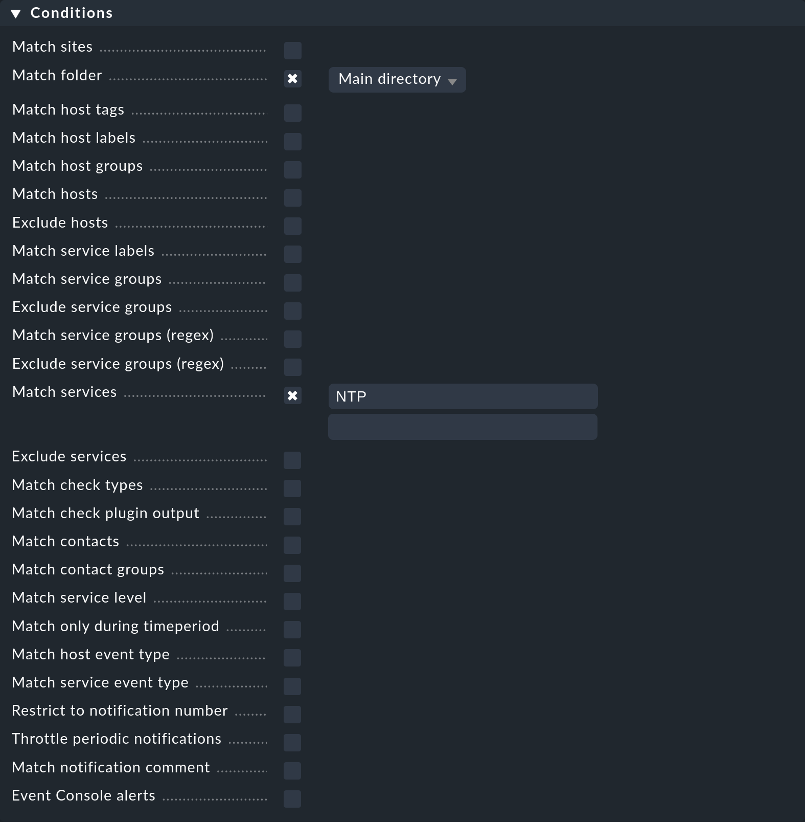 Rule containing the conditions for creating a notification.