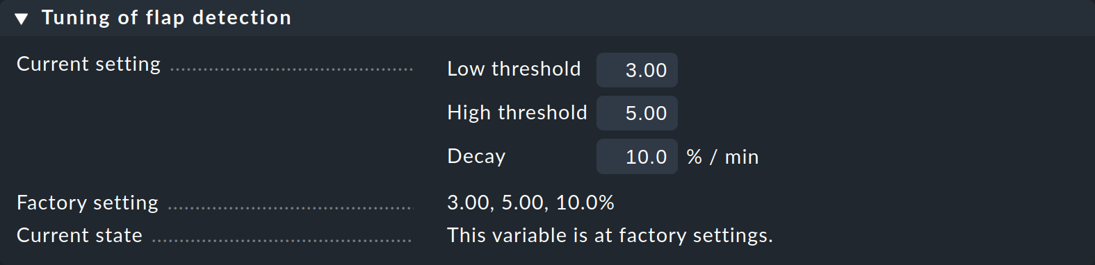 Global settings for flap detection handling.