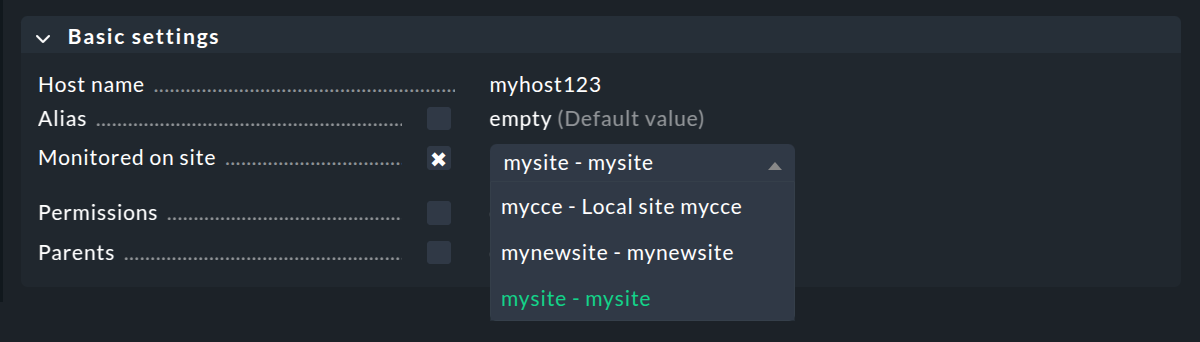 “Settings for the monitoring site.”