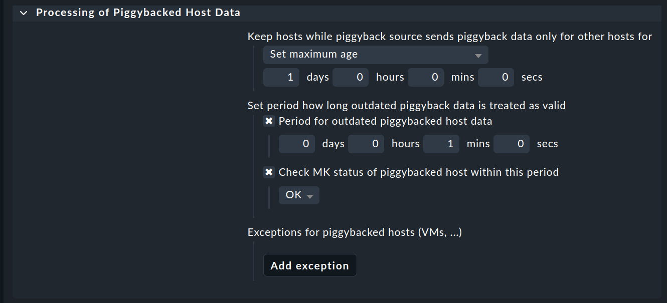 Festlegung der Regeln für veraltete Piggyback-Daten.