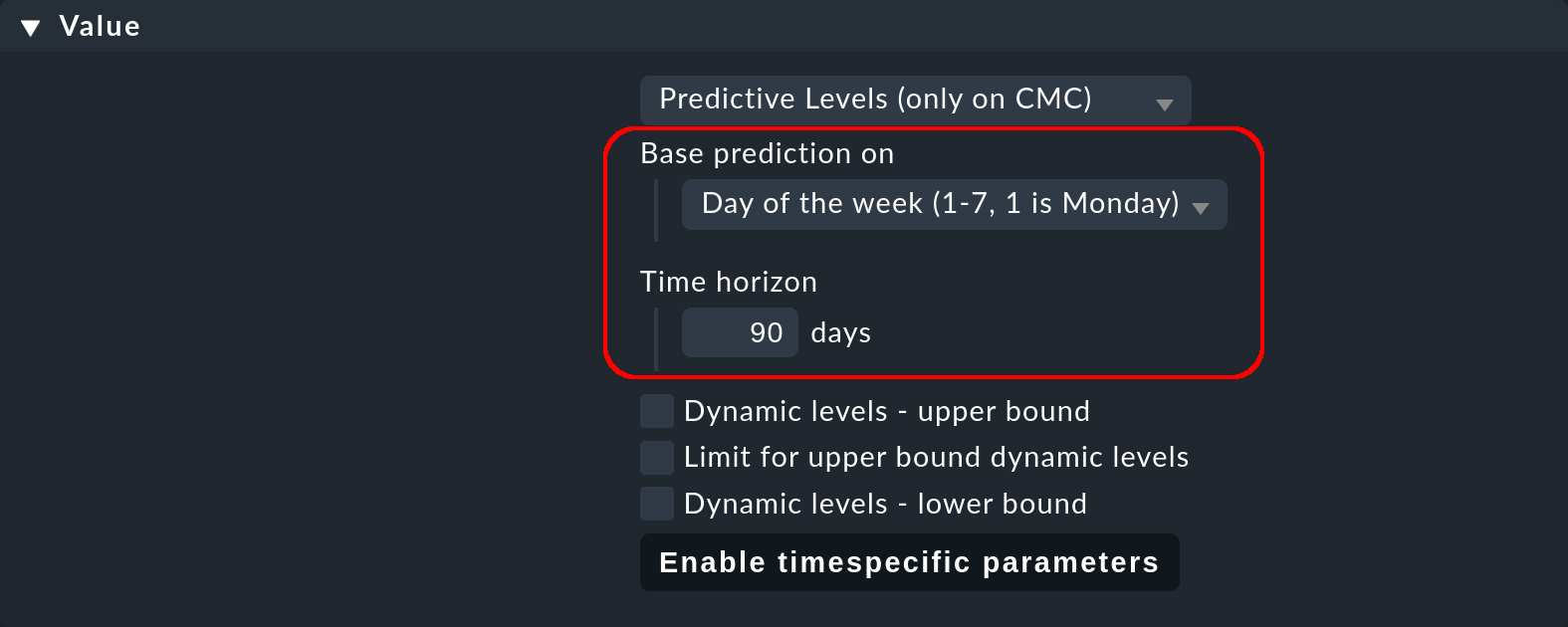 Parameters for past reference values.