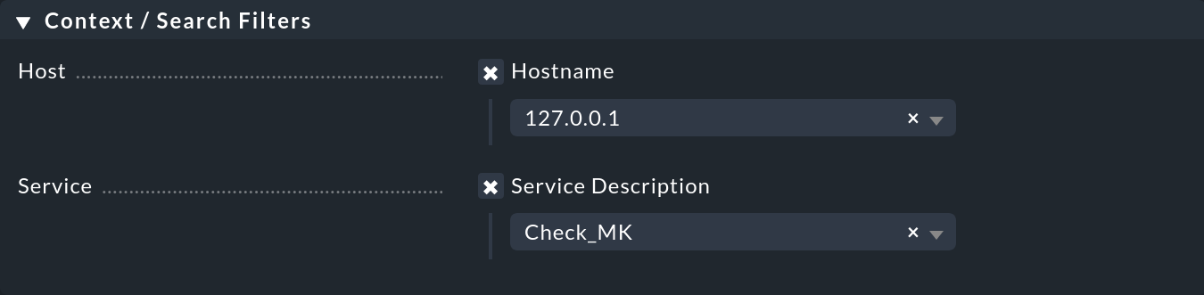 Auswahl von Host-Name und Service-Beschreibung.