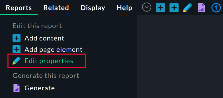 Selecting the report settings.