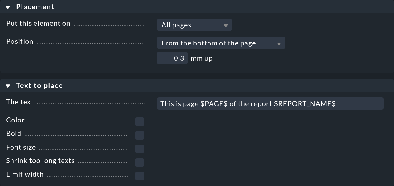 Setting the footer.