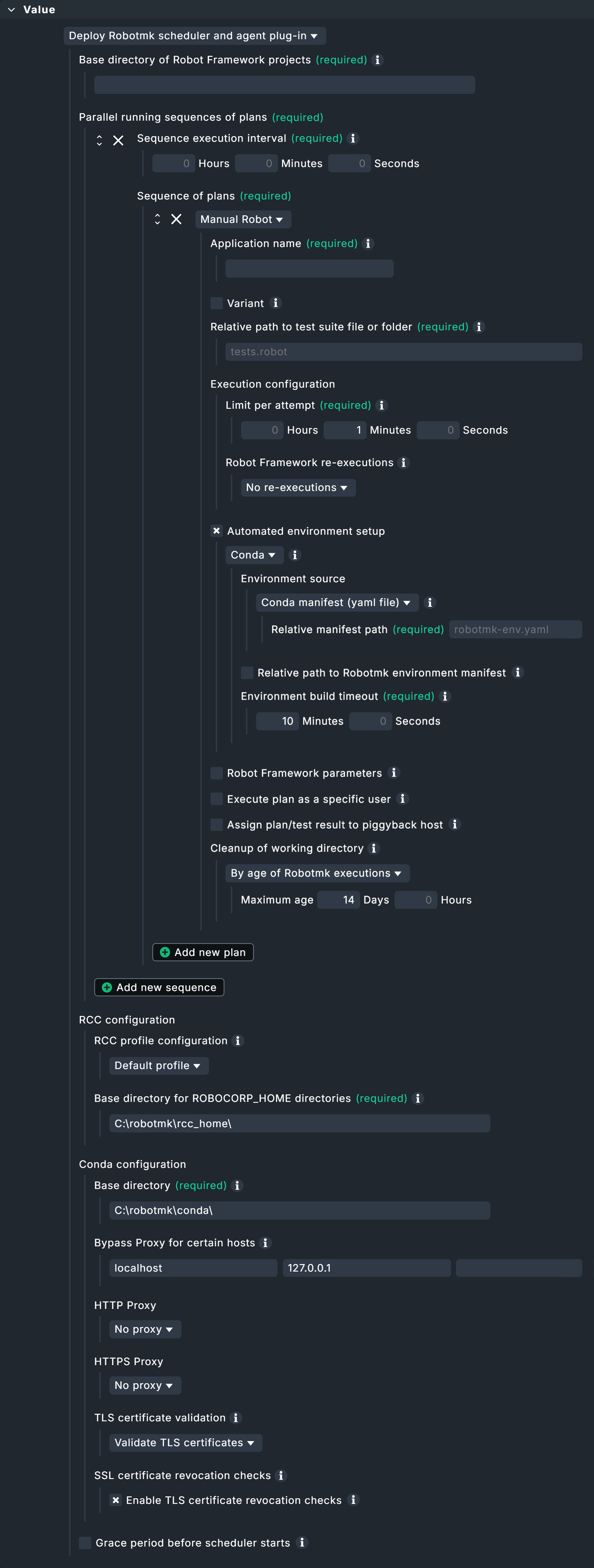Leere Robotmk-Scheduler-Regel.
