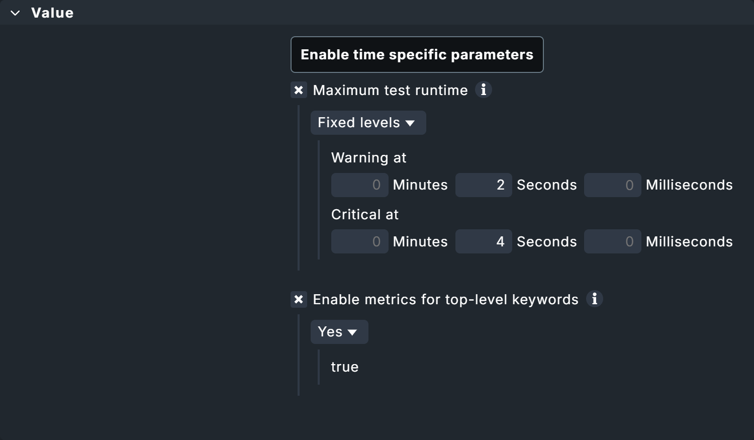 Regel zum Überwachen von Keywords mit Beispielwerten.