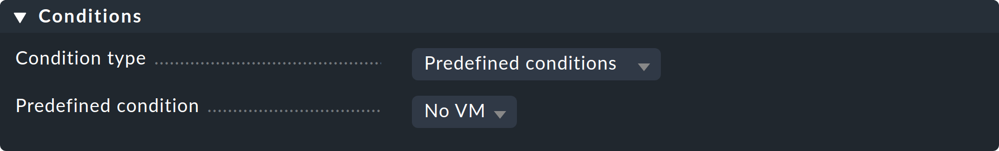 Selecting a predefined condition for a rule.