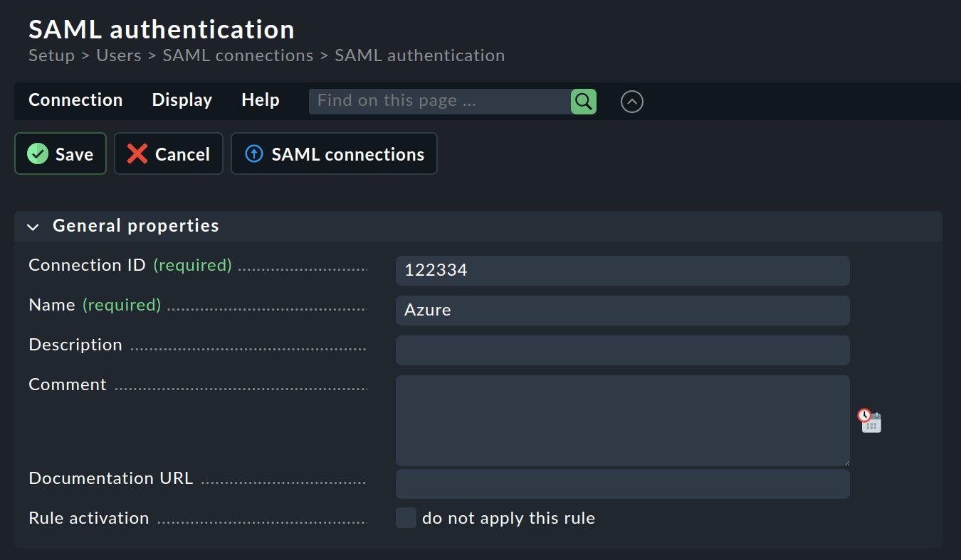 Die SAML-Verbindung in Checkmk.