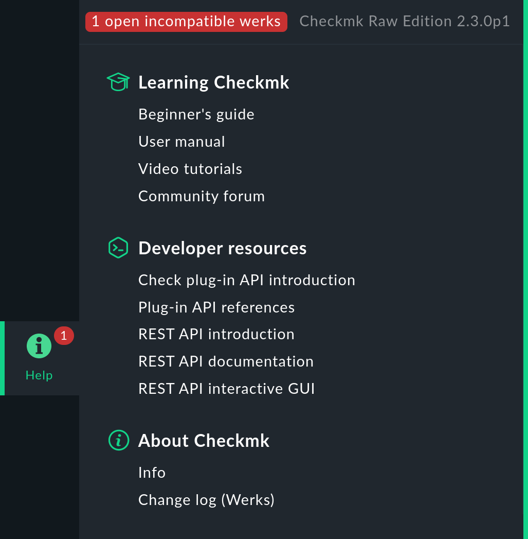 update help menu incompatible werks