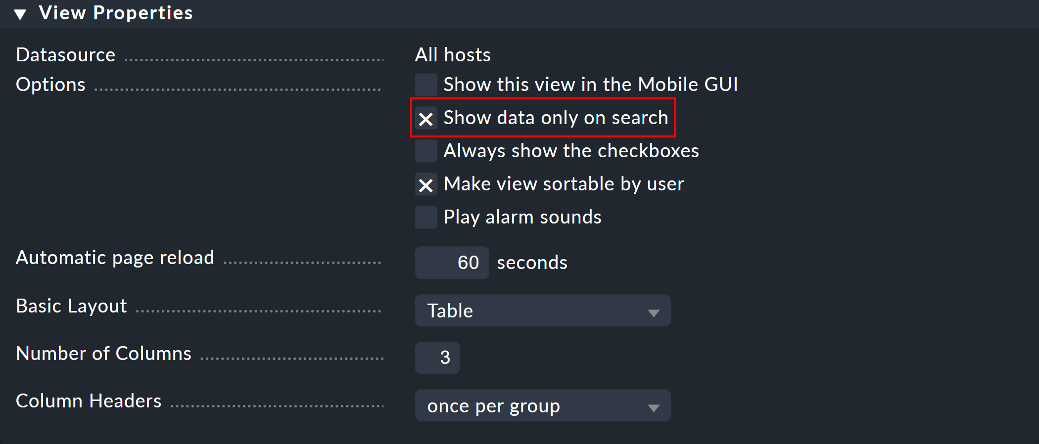 views edit view view properties show data