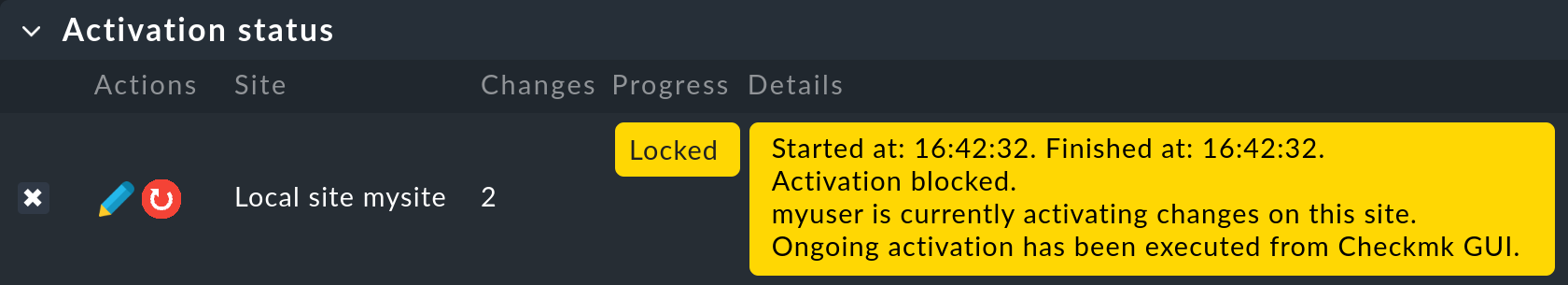 Message that the activation is currently blocked.