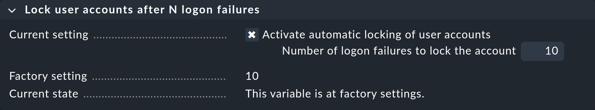 Dialog für automatische Login-Deaktivierung.